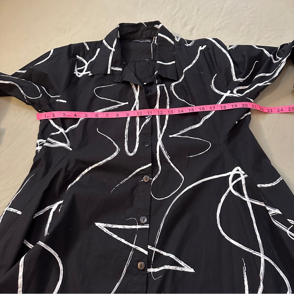 Boutique Cotton Made in India Black and White Women's Mini Dress With Pockets - Picture 9 of 11